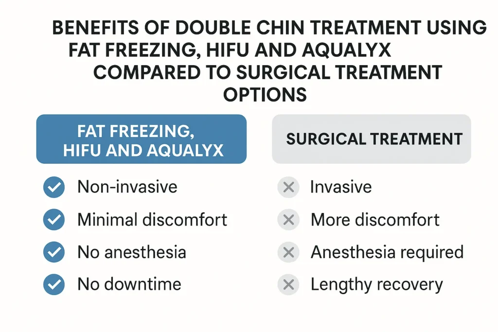 Graphic about the benefits of double chin treatment Stourport-on-Severn - from LA LIPO
