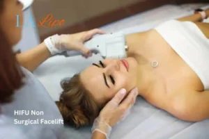Woman having Hi-Fu to reduce wrinkles Stourport-on-Severn.