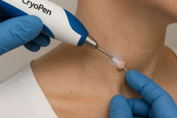 Person receiving cryotherapy Stourport-on-Severn for skin tag removal